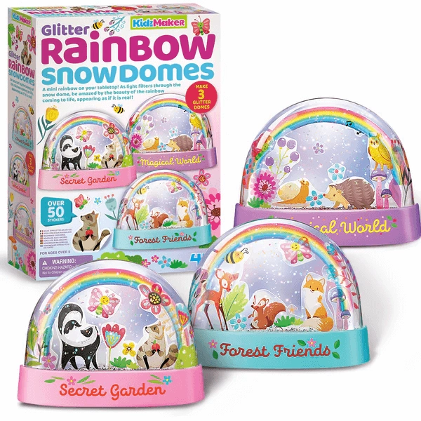 4M KidzMaker Glitter Rainbow Snow Domes Craft Kit for Ages 5 and Up