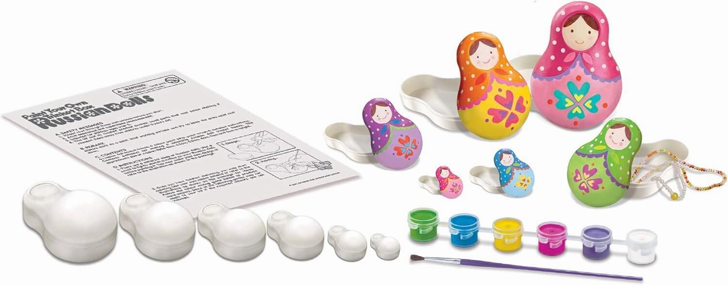 4M Paint Your Own Russian Dolls Trinket Box Craft Kit for Ages 5 & Up