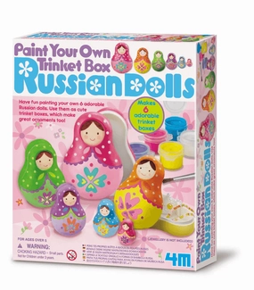 4M Paint Your Own Russian Dolls Trinket Box Craft Kit for Ages 5 & Up