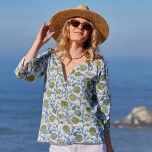 Ainsley Blue Green Cotton Kurta Tunic