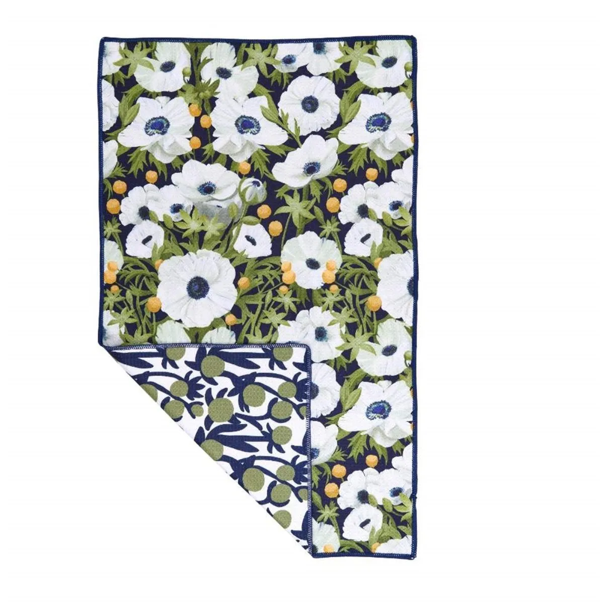 Anemone Poppy blu Kitchen Tea Towel-Double-Sided Print