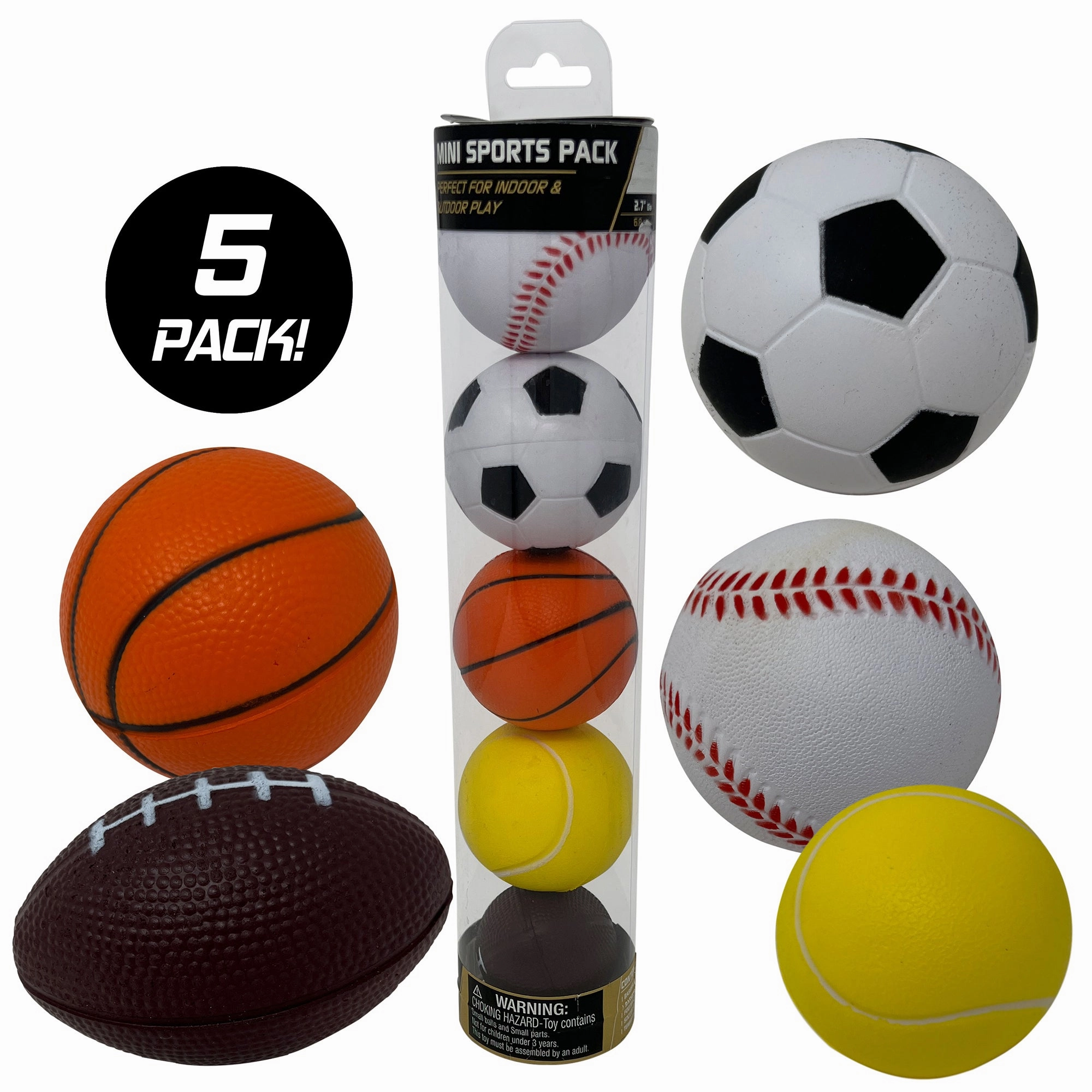 Anywhere Sports 5-Ball Mini Sports Pack: Foam Balls for Kids 3 