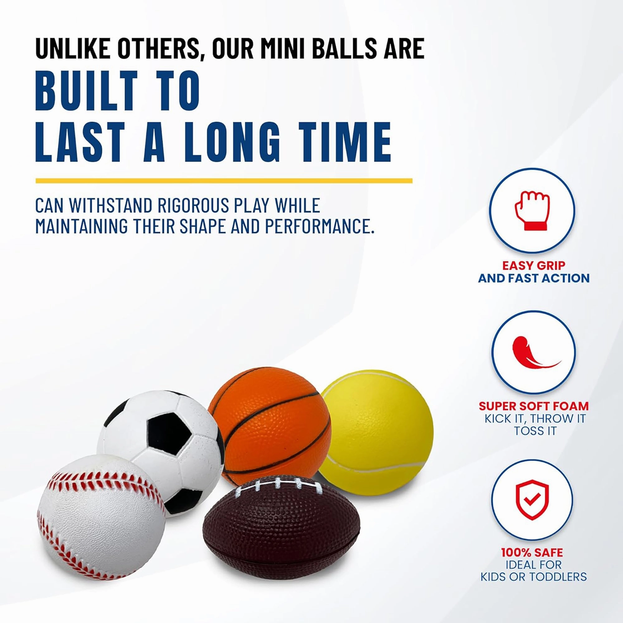 Anywhere Sports 5-Ball Mini Sports Pack: Foam Balls for Kids 3 