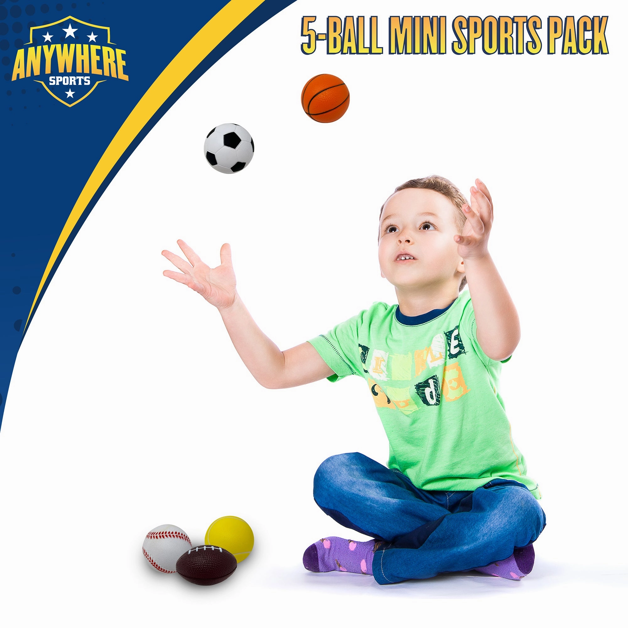 Anywhere Sports 5-Ball Mini Sports Pack: Foam Balls for Kids 3 