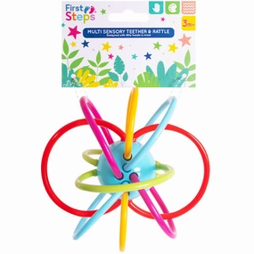Babies Colourful Multi-Sensory Loop Rattle and Teether Toy