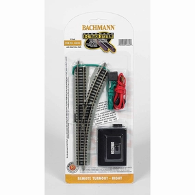 Bachmann Trains - N Scale Snap-Fit E-Z TRACK Remote Turnout - Right - Nickel Silver Rail With Grey Roadbed