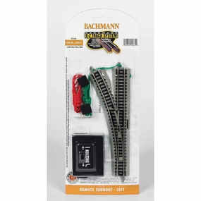 Bachmann Trains N Scale Snap-Fit E-Z TRACK Remote Turnout - Left - Nickel Silver Rail with Grey Roadbed