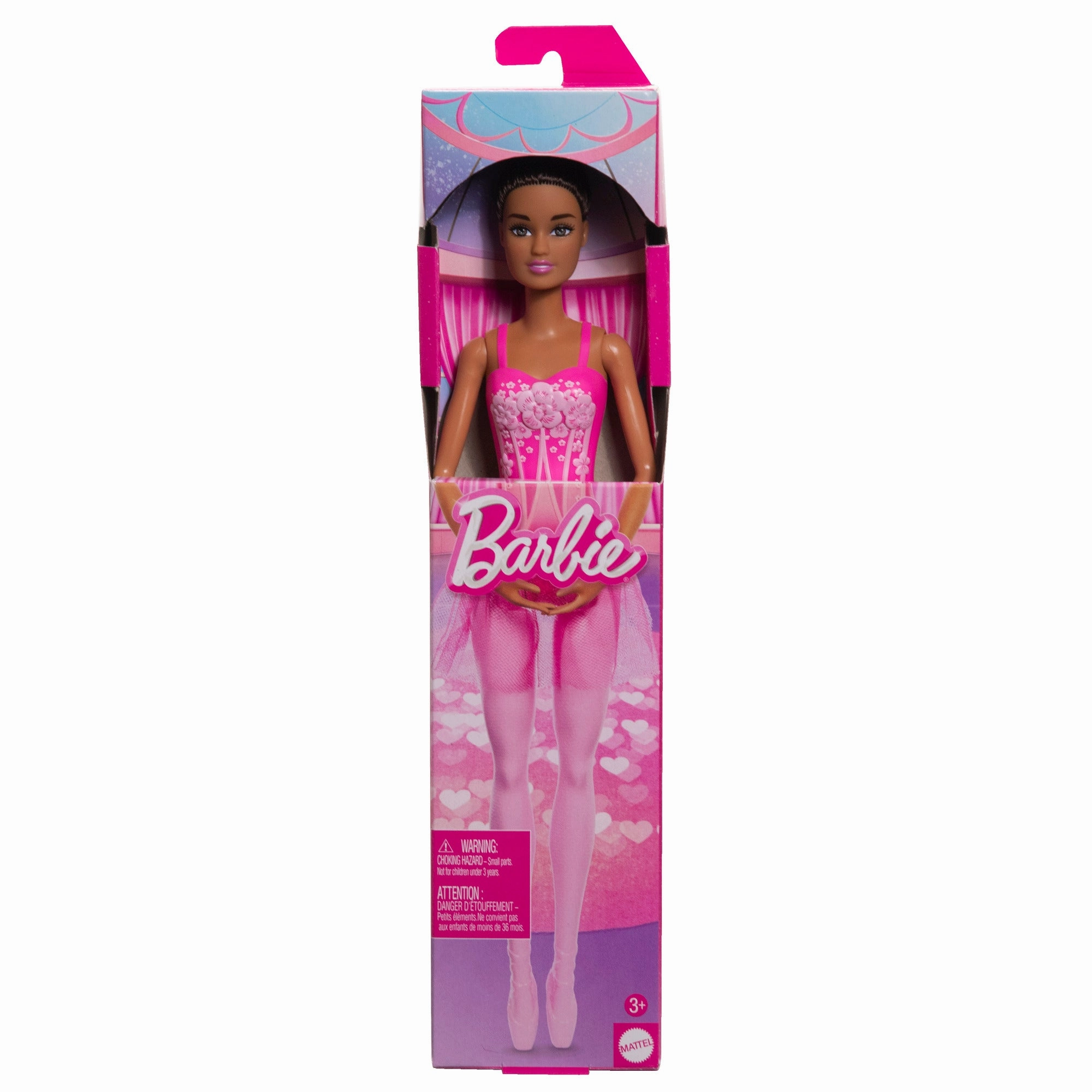 Barbie Ballerina Doll, Brunette Fashion Doll Wearing Pink Removable Tutu, Posed with Ballet Arms & en Pointe Toe Shoes