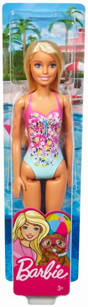 Barbie Beach Doll - Pink & Blue Swimsuit