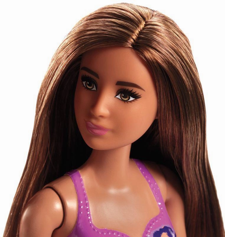 Barbie Beach Doll - Pink & Blue Swimsuit