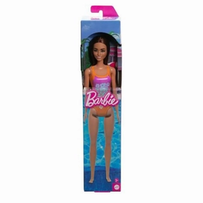 Barbie Beach Doll With Light Brown Hair Wearing Tropical Pink And Orange Swimsuit For Kids Ages 3 