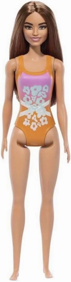 Barbie Beach Doll With Light Brown Hair Wearing Tropical Pink And Orange Swimsuit For Kids Ages 3 