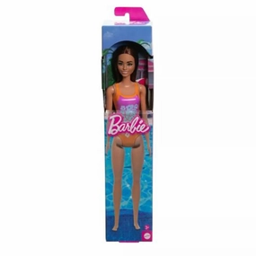 Barbie Beach Doll With Light Brown Hair Wearing Tropical Pink And Orange Swimsuit For Kids Ages 3 