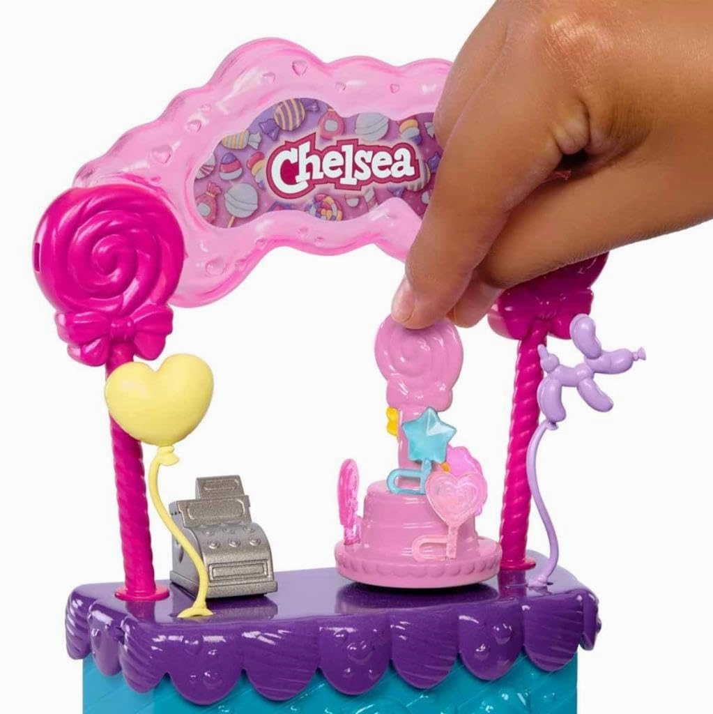Barbie Chelsea Doll & Lollipop Stand Playset with Accessories, 10-Piece Toy Set from and Stacie to The Rescue movie for Kids Ages 3 
