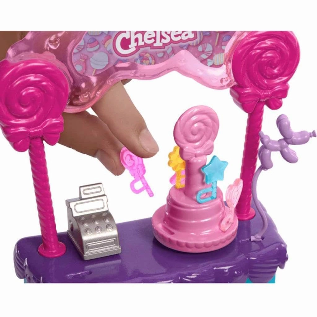 Barbie Chelsea Doll & Lollipop Stand Playset with Accessories, 10-Piece Toy Set from and Stacie to The Rescue movie for Kids Ages 3 