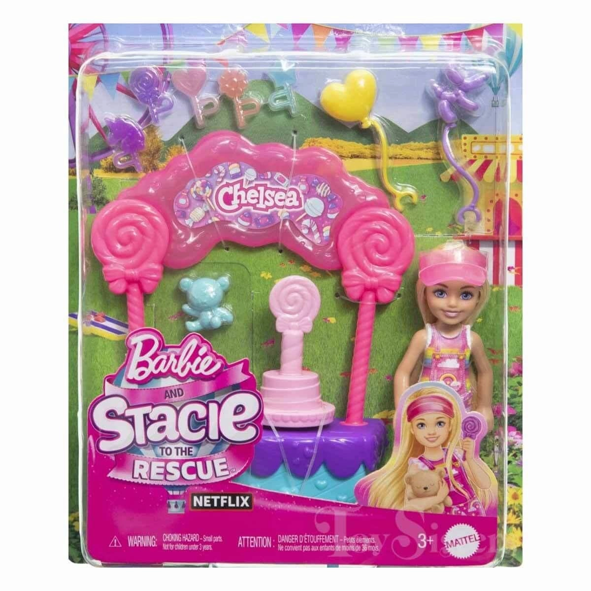 Barbie Chelsea Doll & Lollipop Stand Playset with Accessories, 10-Piece Toy Set from and Stacie to The Rescue movie for Kids Ages 3 