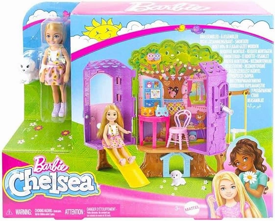 Barbie Chelsea Doll And Treehouse Playset With Pet Puppy For Kids Ages 3 