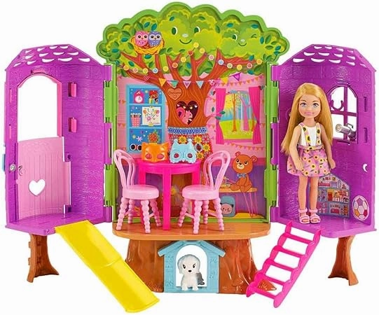 Barbie Chelsea Doll And Treehouse Playset With Pet Puppy For Kids Ages 3 