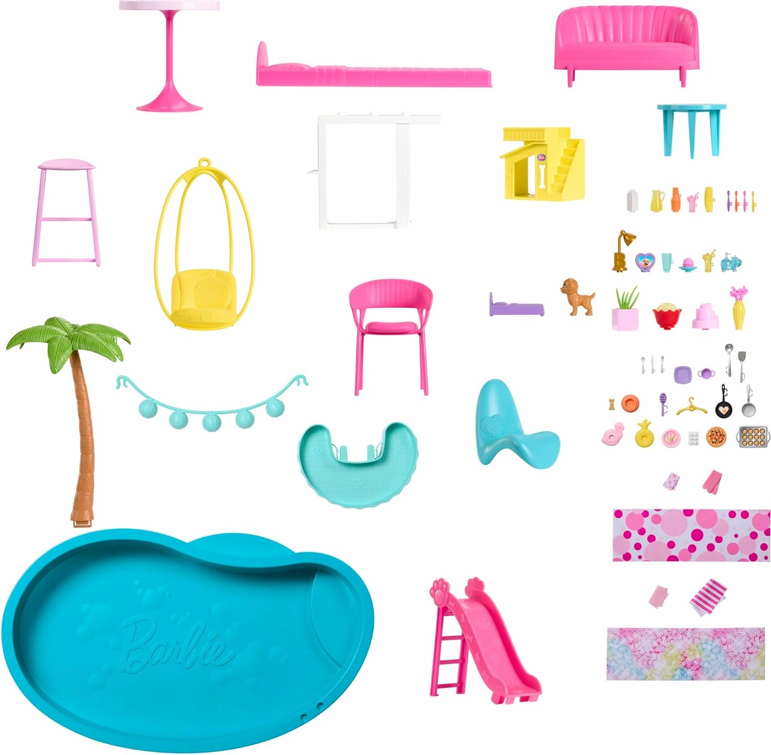 Barbie Dreamhouse, Pool Party Doll House with 75  Pieces and 3-Story Slide, Pet Elevator and Puppy Play Areas for Ages 3 