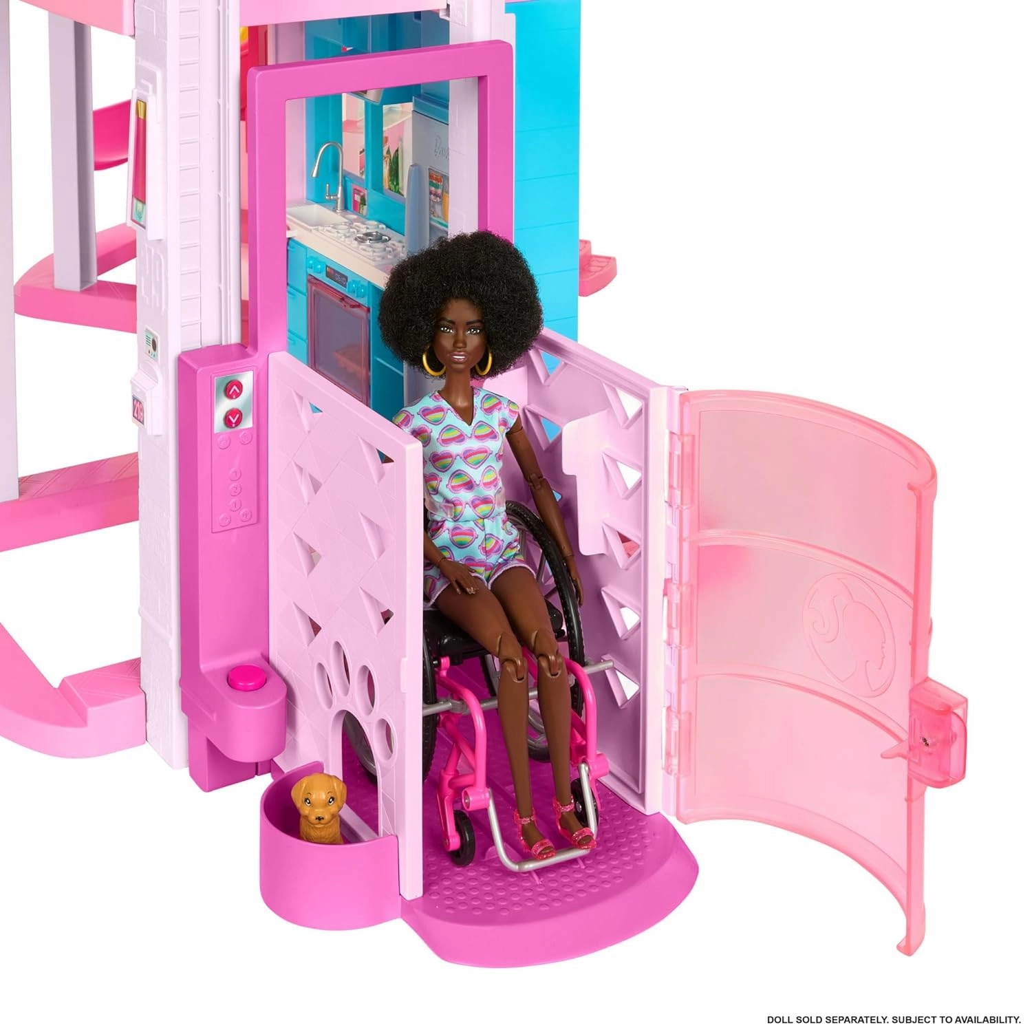 Barbie Dreamhouse, Pool Party Doll House with 75  Pieces and 3-Story Slide, Pet Elevator and Puppy Play Areas for Ages 3 