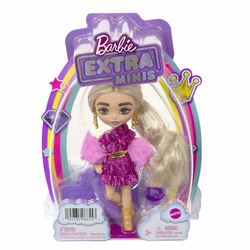 Barbie Extra Minis Doll Shimmery Dress & Furry Shrug