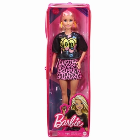 Barbie Fashionista Doll - 155 Rock Out T-Shirt With Pink Leopard Print Skirt