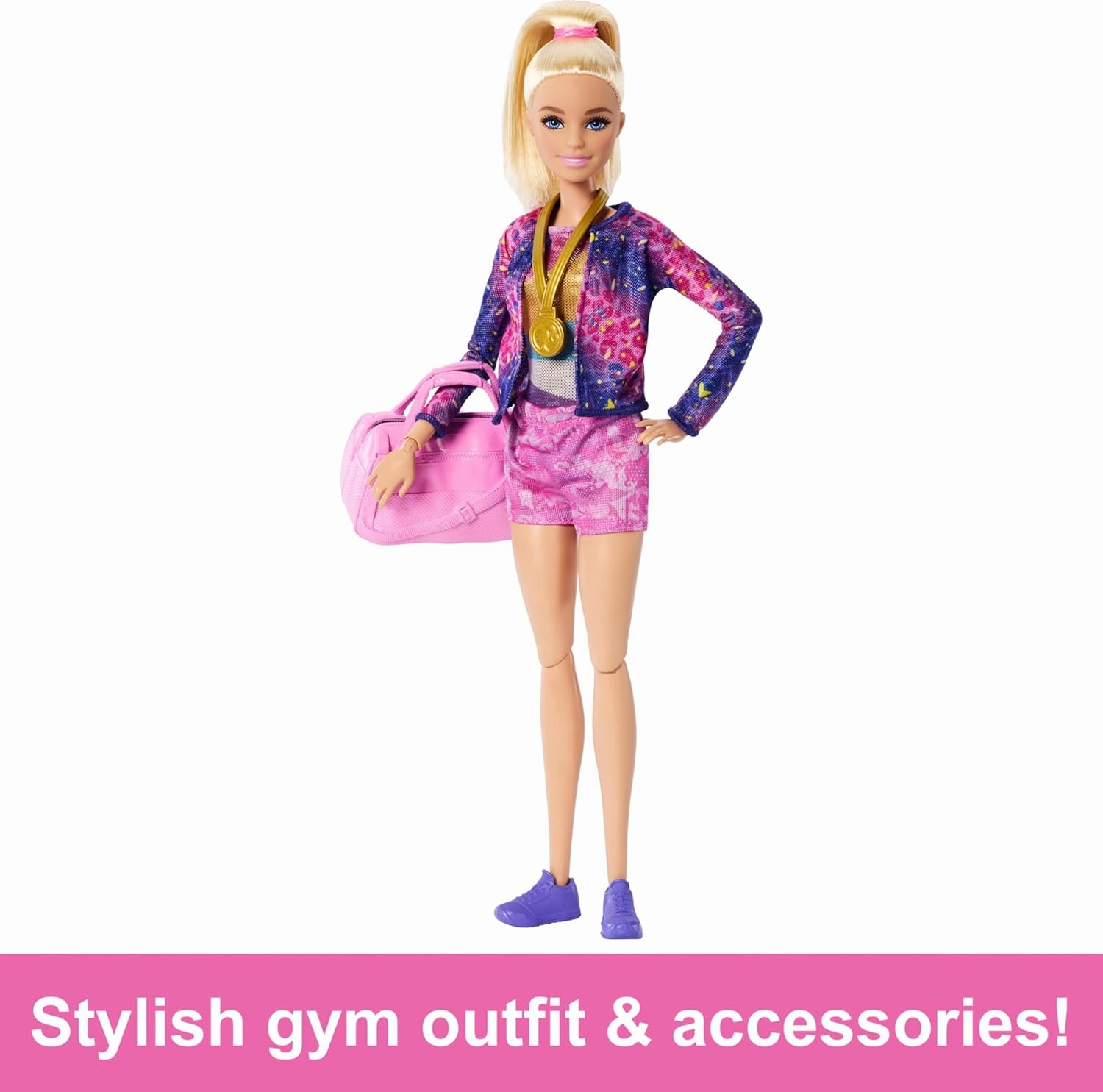 Barbie Gymnastics Doll & Accessories Playset with Blonde Fashion Doll, C-Clip for Flipping Action, Balance Beam, Warm-Up Suit & More for Kids Ages 3 
