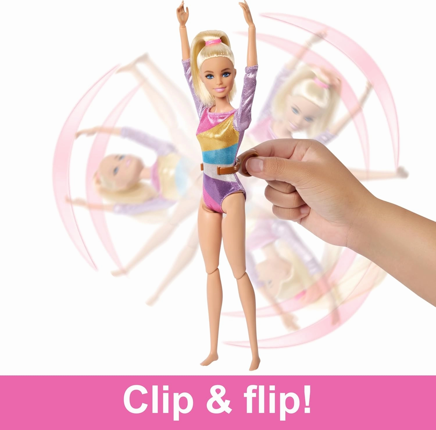 Barbie Gymnastics Doll & Accessories Playset with Blonde Fashion Doll, C-Clip for Flipping Action, Balance Beam, Warm-Up Suit & More for Kids Ages 3 