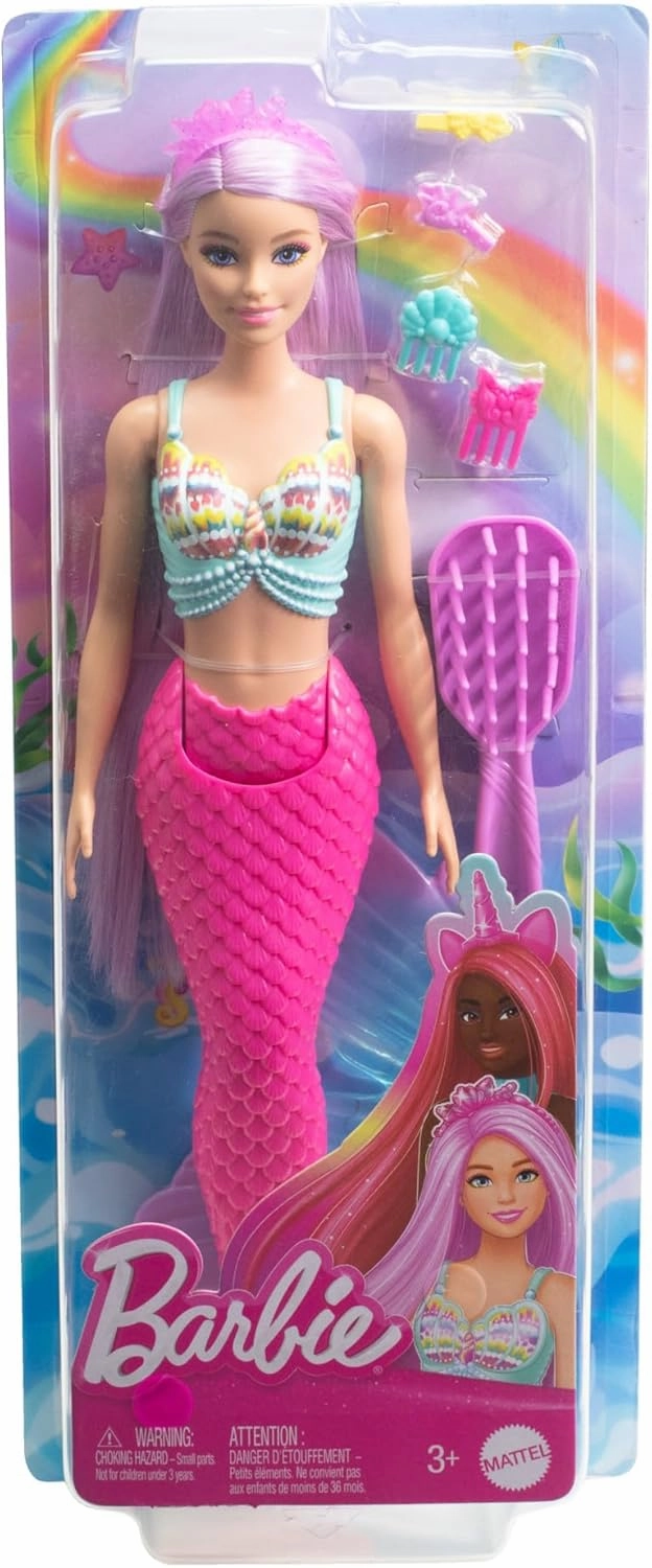 Barbie Mermaid Doll With 7-inch-Long Fantasy Hair & Accessories For Styling Play For Kids Ages 3 