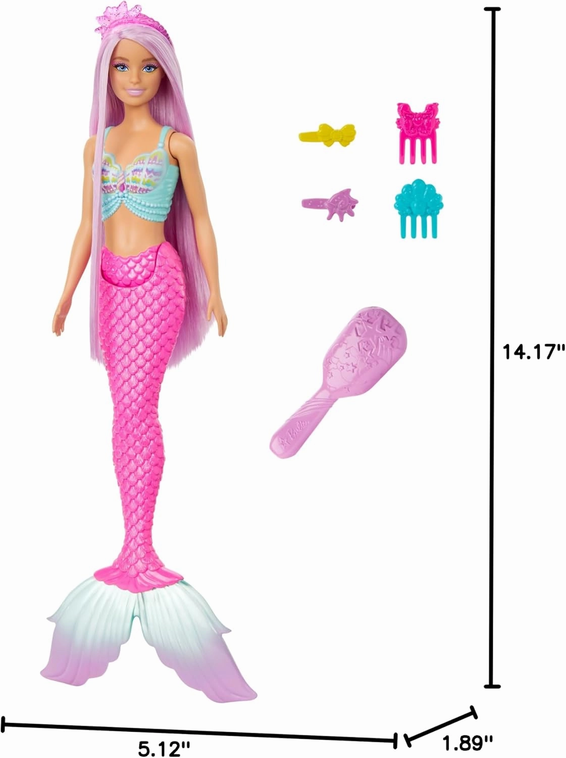 Barbie Mermaid Doll With 7-inch-Long Fantasy Hair & Accessories For Styling Play For Kids Ages 3 