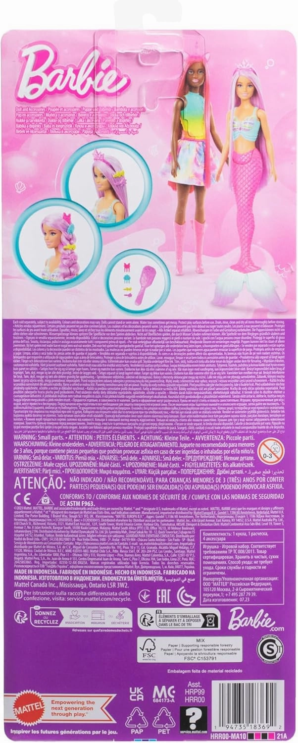 Barbie Mermaid Doll With 7-inch-Long Fantasy Hair & Accessories For Styling Play For Kids Ages 3 
