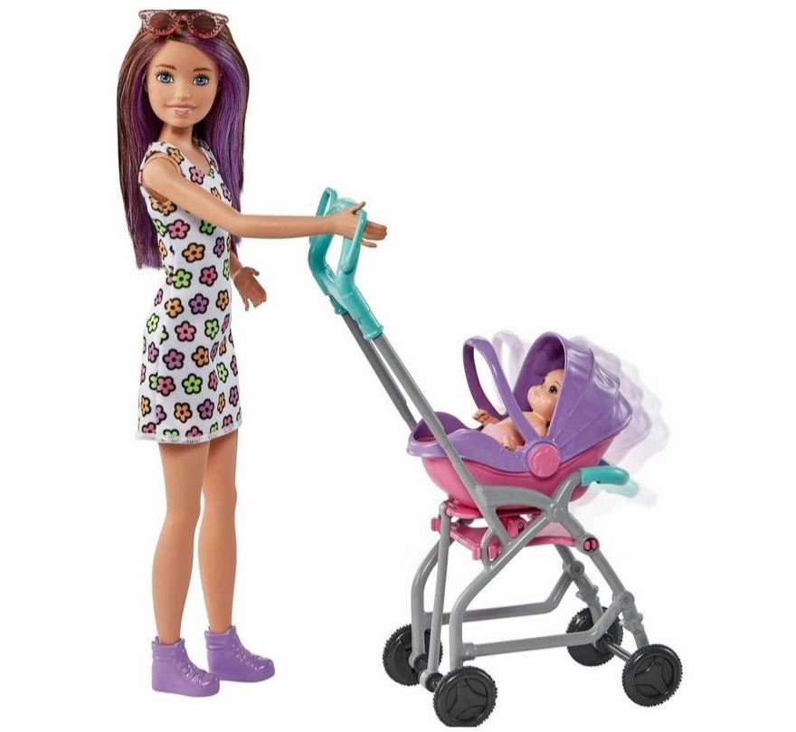 Barbie Skipper Babysitters Inc. Doll & Accessory Babysitter With Purple/Burnette Hair & Stroller