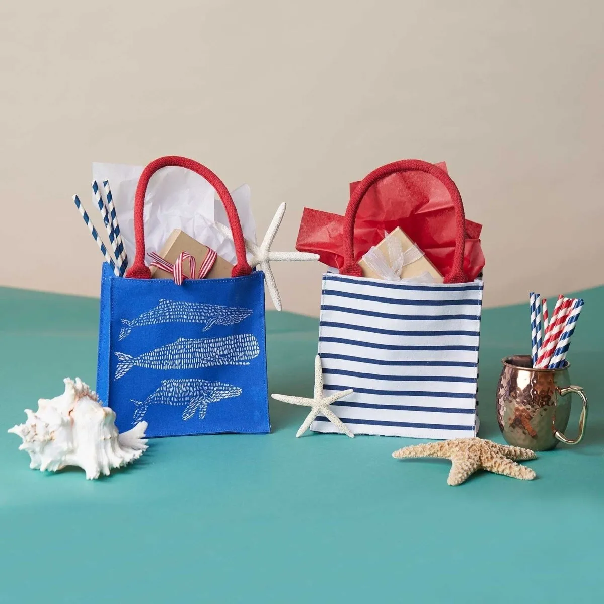 Bateau Stripe Navy Reusable Itsy Bitsy Gift Bag
