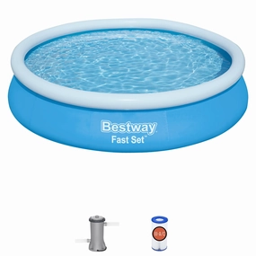 Bestway Fast Set Inflatable Pool - 12' x 30" Family Fun Blue Edition