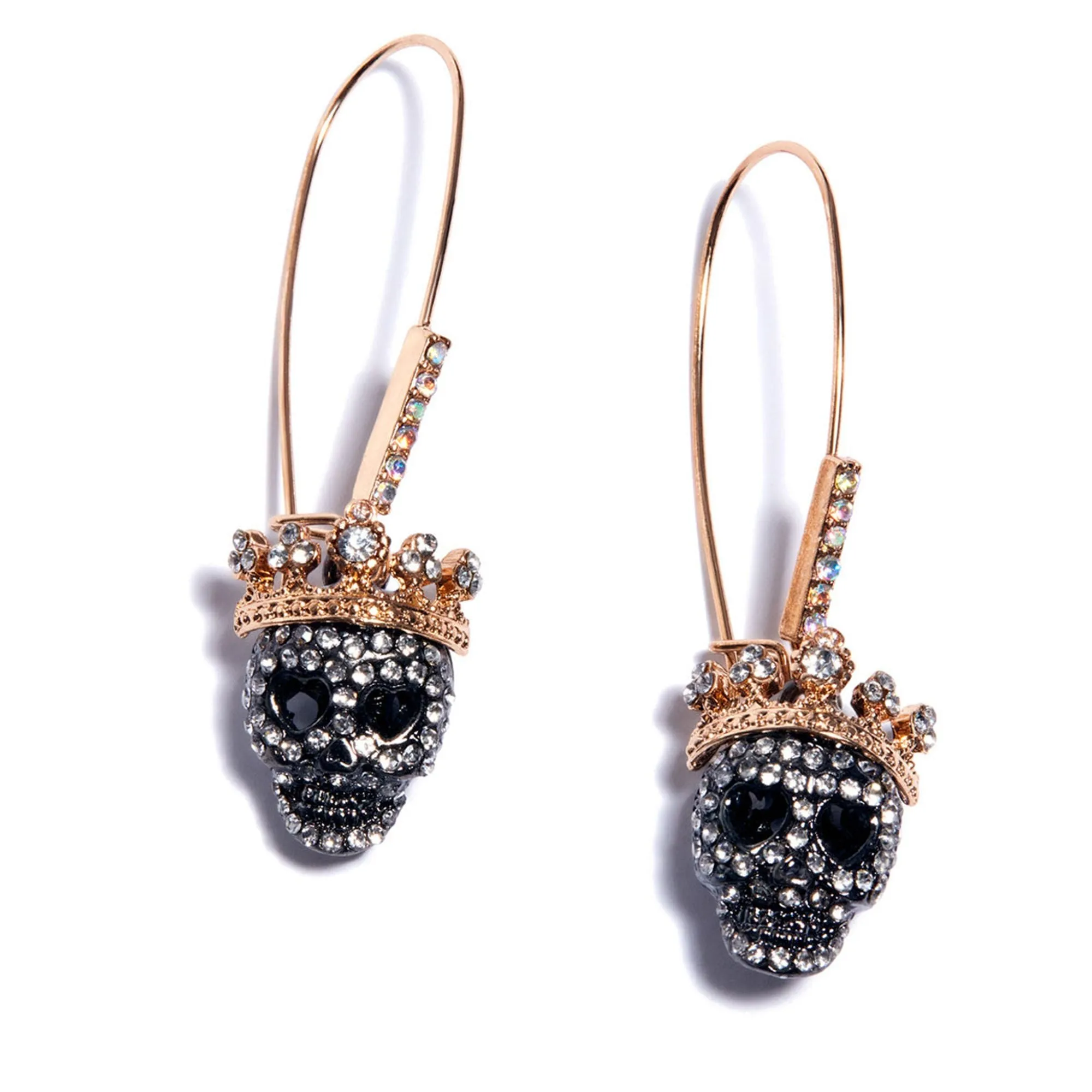 Betseys Crystal Pave Skull Hook Earrings Crystal Betsey Johnson Jewelry