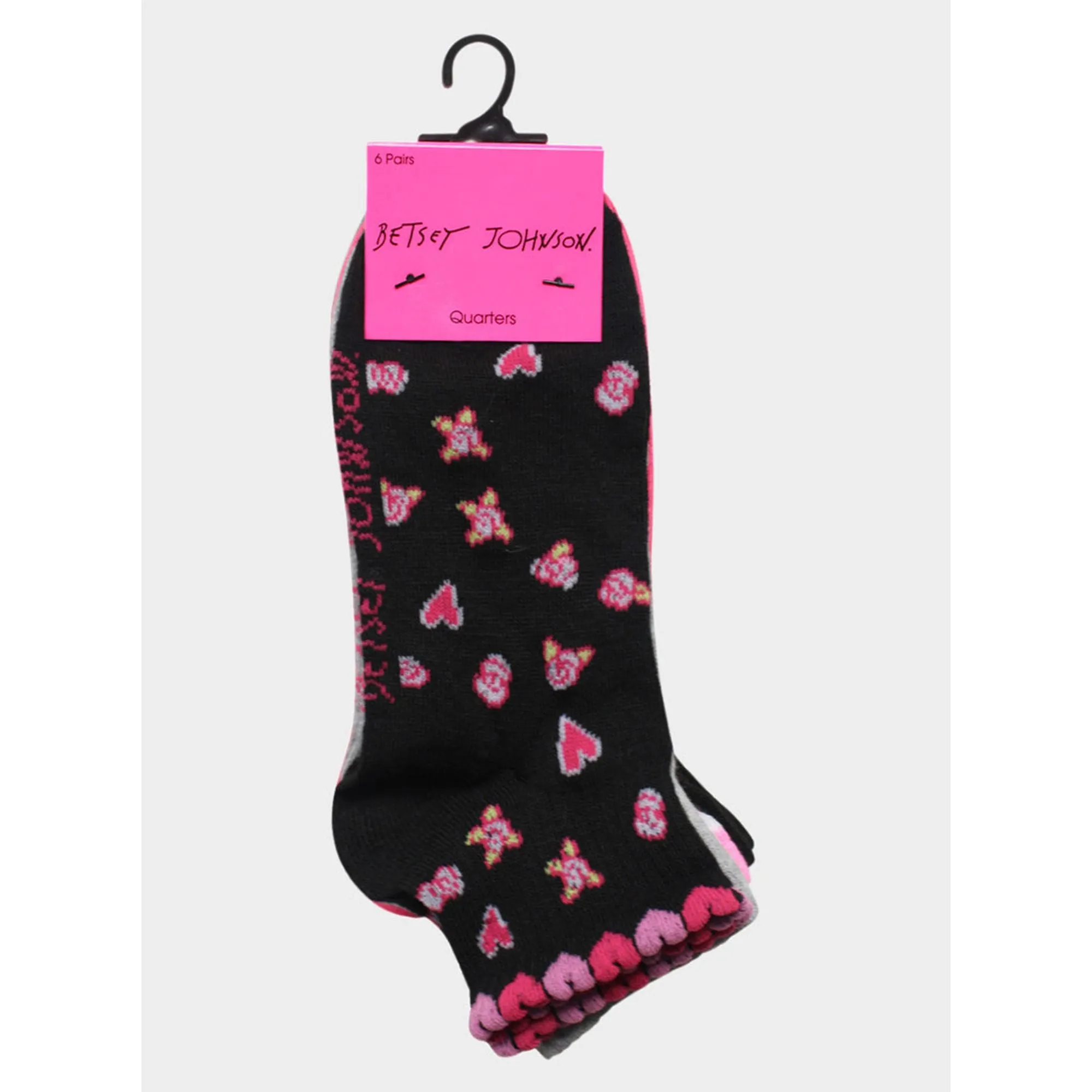 Betseys Ditsy Floral Hearts 6 Pack Black Betsey Johnson Jewelry