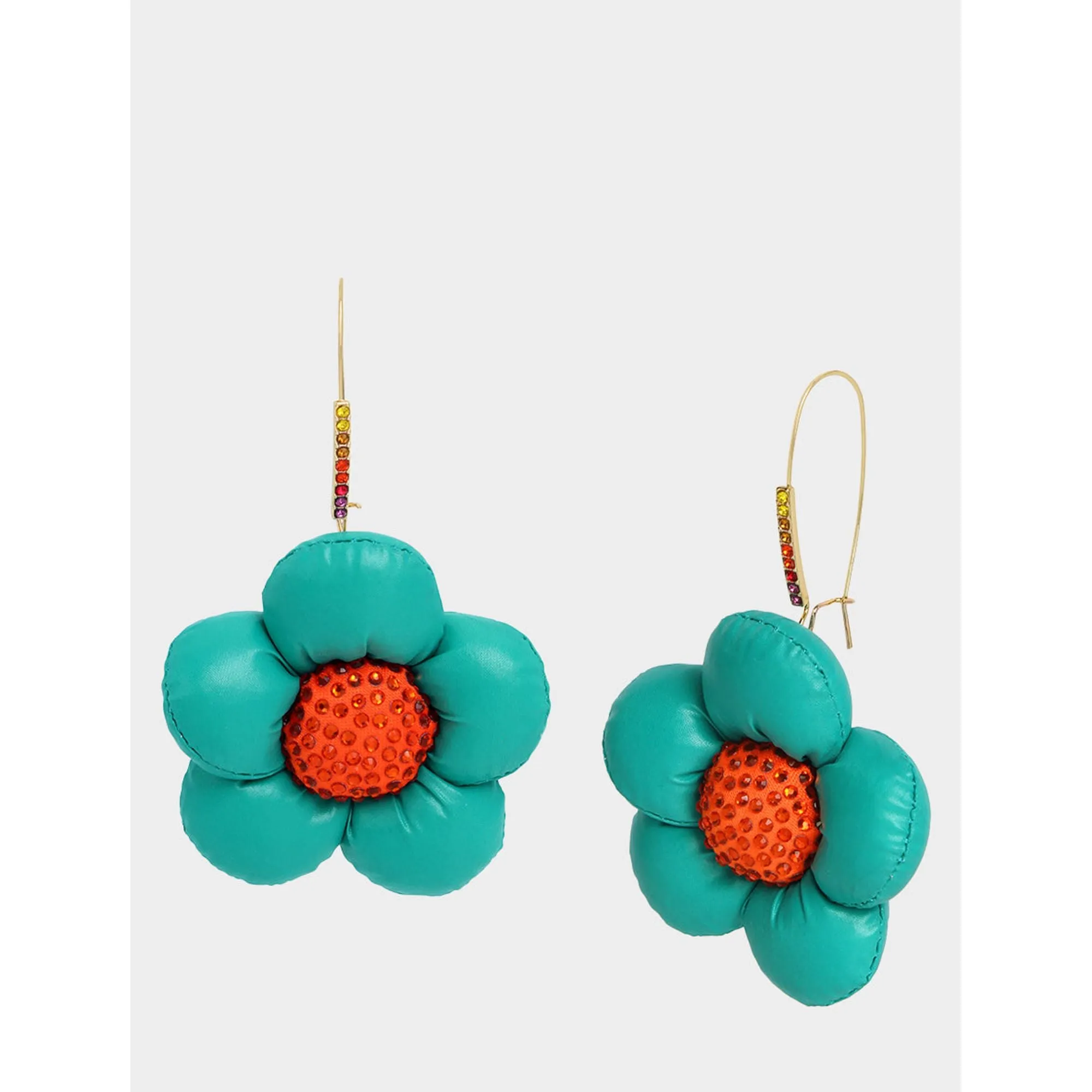Betseys Puffy Flowers Hook Earrings Teal Betsey Johnson Jewelry