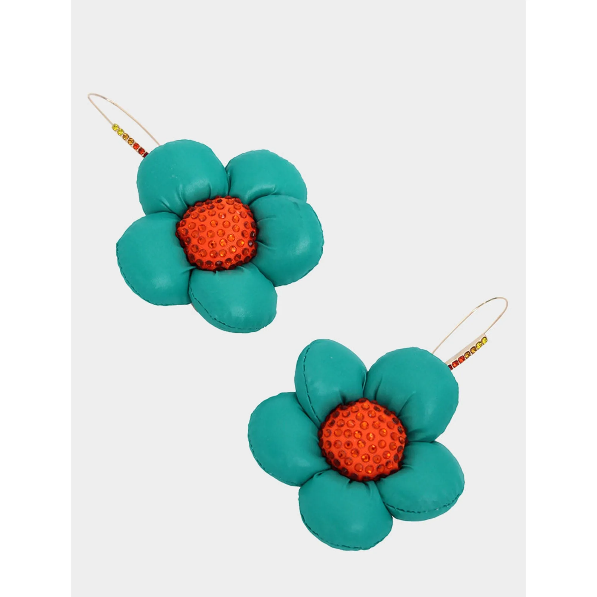 Betseys Puffy Flowers Hook Earrings Teal Betsey Johnson Jewelry