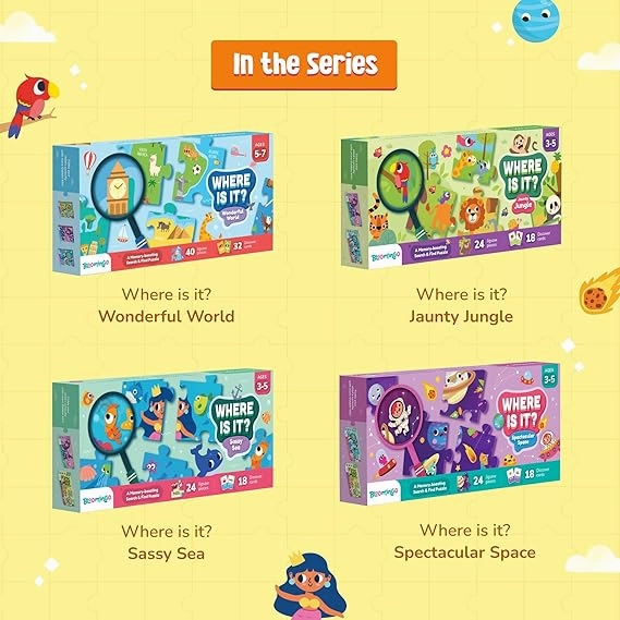 Bloomingo Search and Find Puzzle Kit:Wonderful World-Explore Hidden Animals