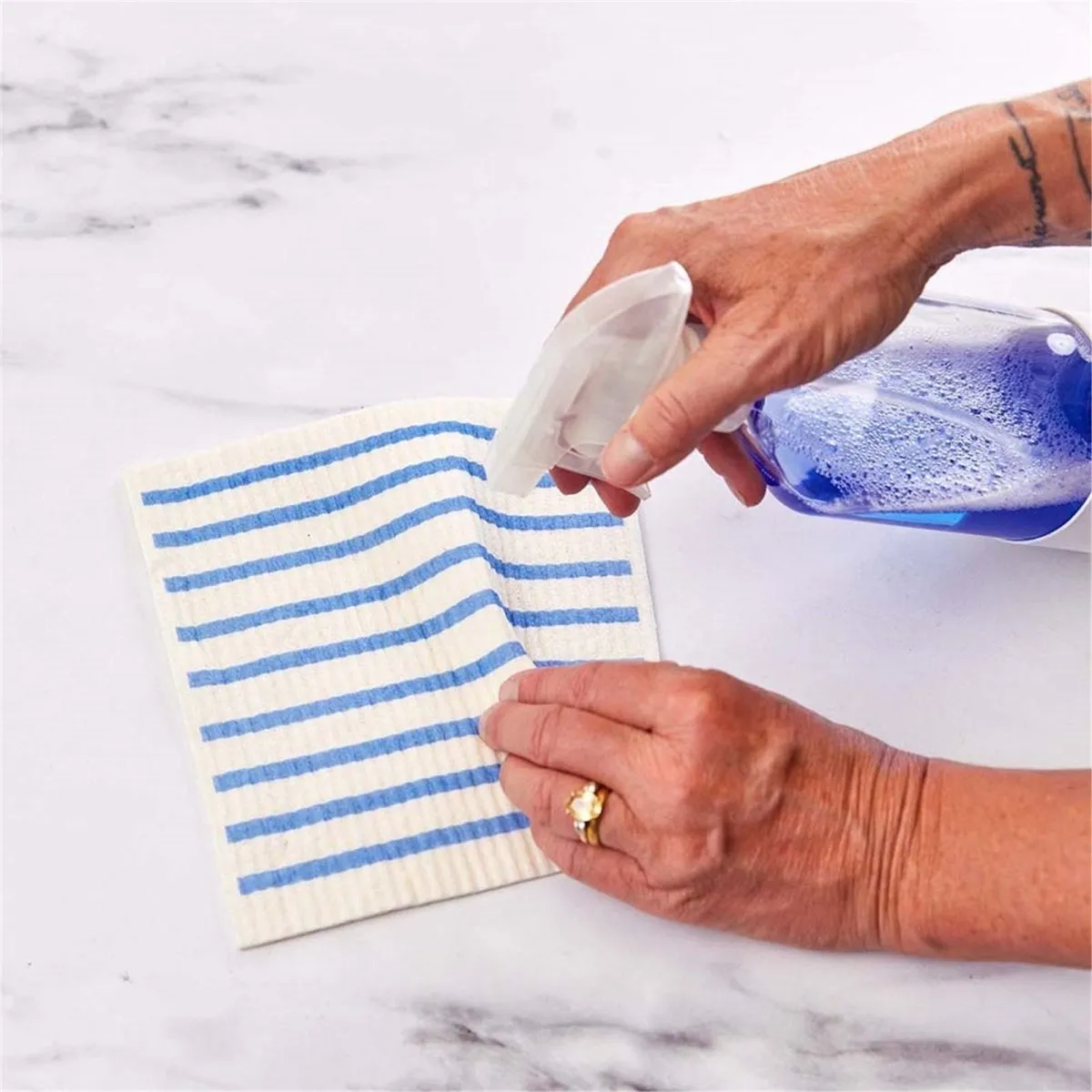 Blue Hydrangea Eco-Friendly blu Sponge Cloth- Set of 2