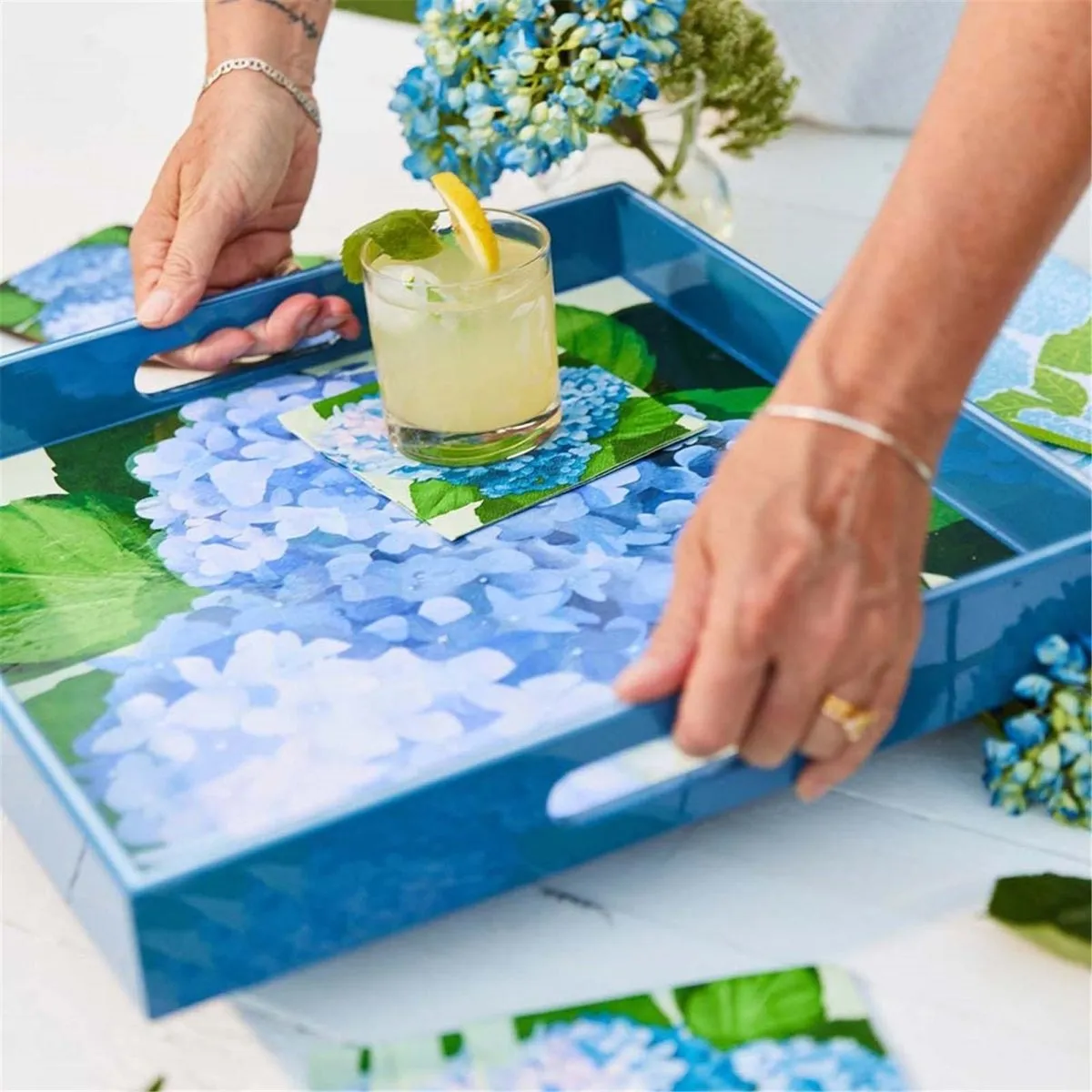 Blue Hydrangea Paper Cocktail Napkins (Pack of 20)
