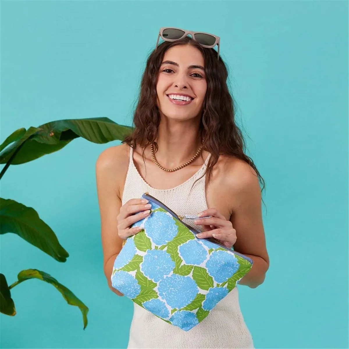 Blue Hydrangea Pouch Large