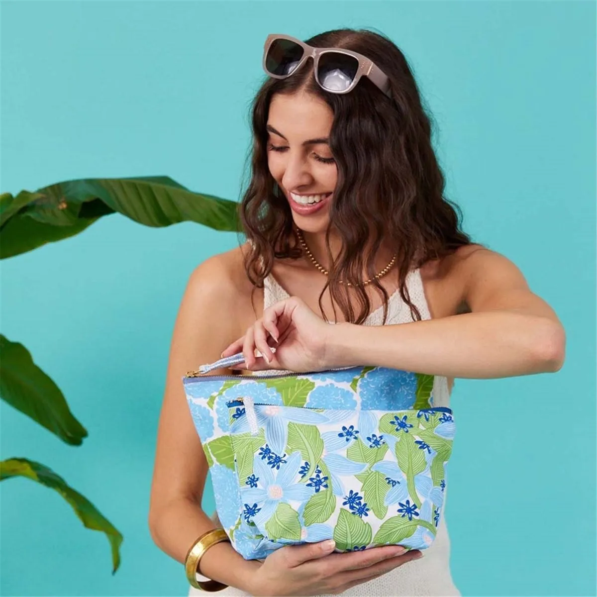 Blue Hydrangea Pouch Large