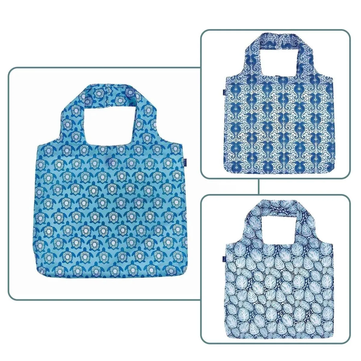Blue Sea Life Reusable Shopping Bag Bundle