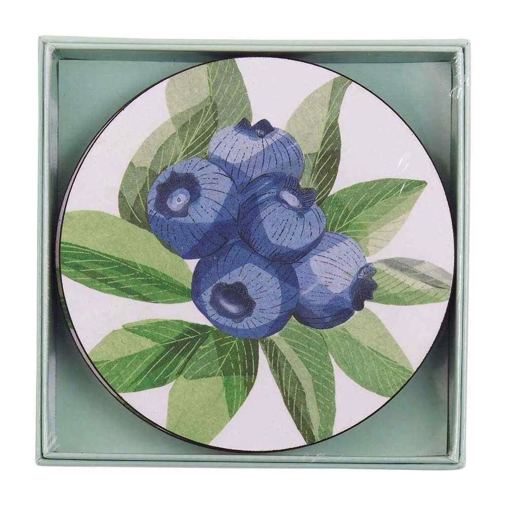 Blueberry Bunch Round Coaster - Set of 4