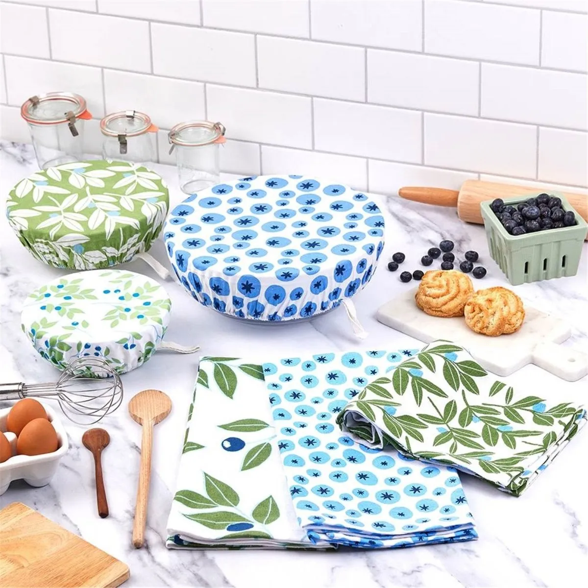Blueberry Medley Cotton Dish Covers Set of 3