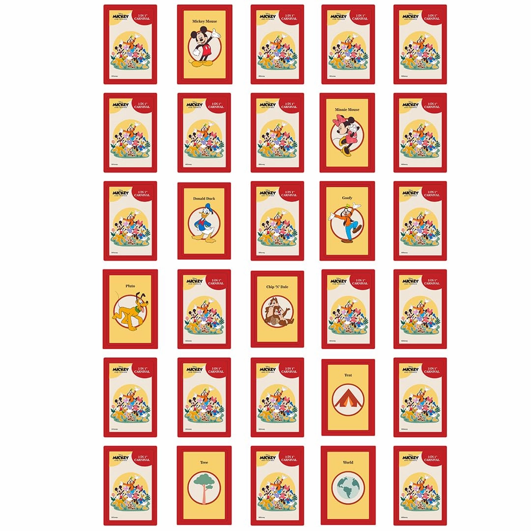 BO GamesCarnival Board & Card Game Mickey and Friends | 3 Games in one Box for Kids | Ages 3 and Up