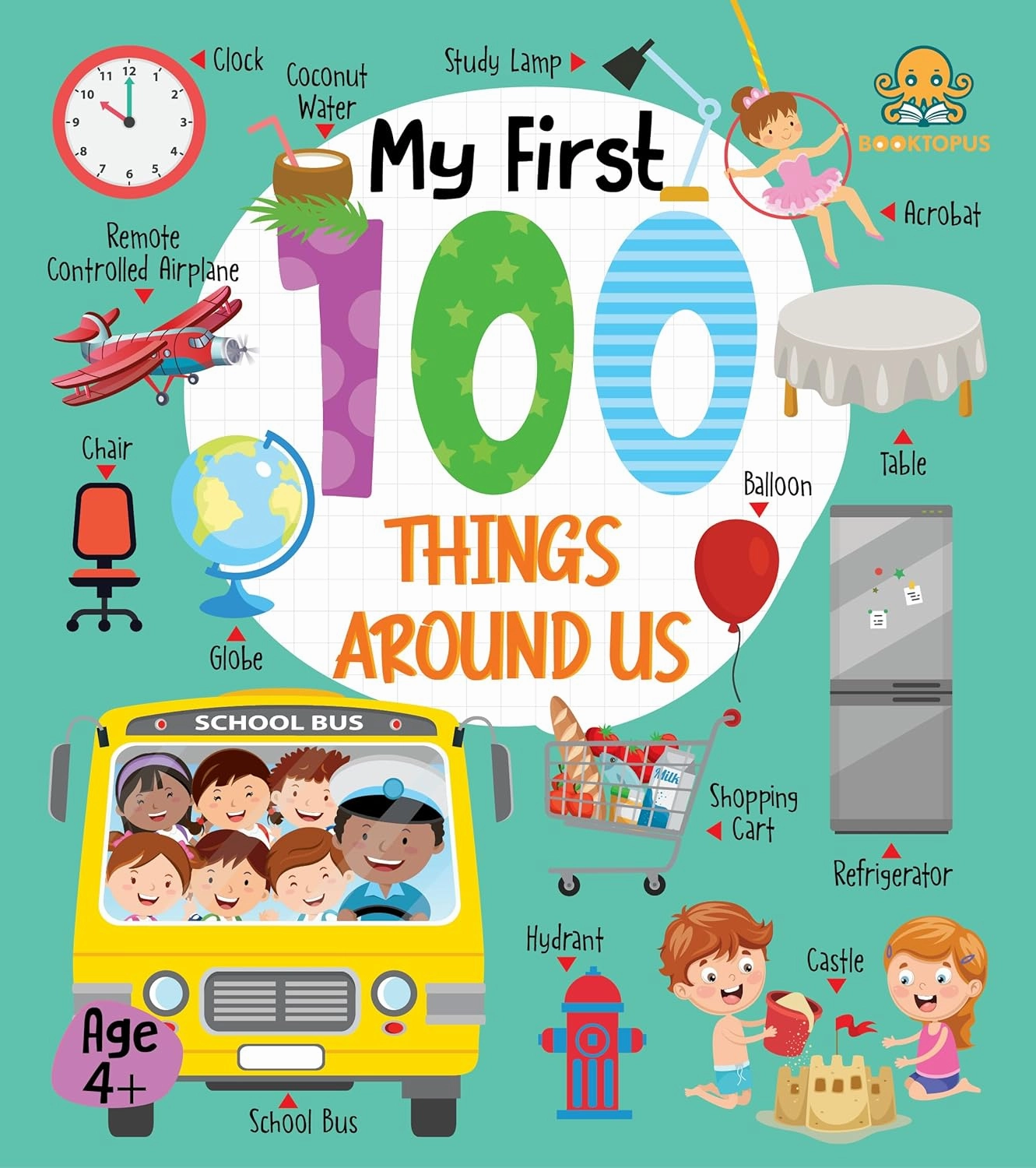 Booktopus Board Book - My First 100 Things Around Us - Early Learning Picture Books for Kids 4 