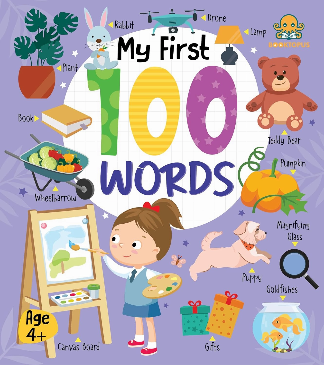 Booktopus Board Book - My First 100 Words - Early Learning Picture Books for for Kids 4 