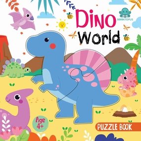 Booktopus Square Puzzle Board Book - Dino World Learning Puzzle with Easy Grip Pieces - Educational Toys for Kids 4 